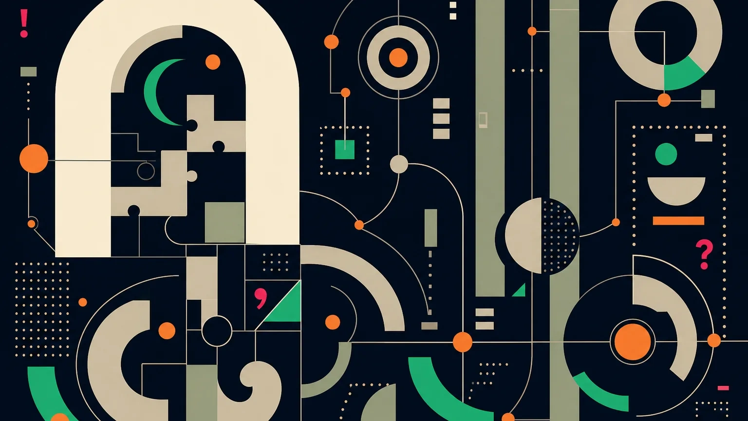 Bauhaus arch and symbol patterns suggesting playful iPhone word puzzle sessions