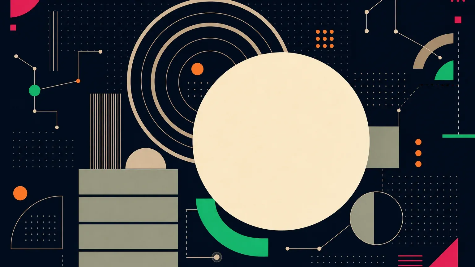 Abstract radar-like circles and geometric blocks representing Contexto guess ranks.