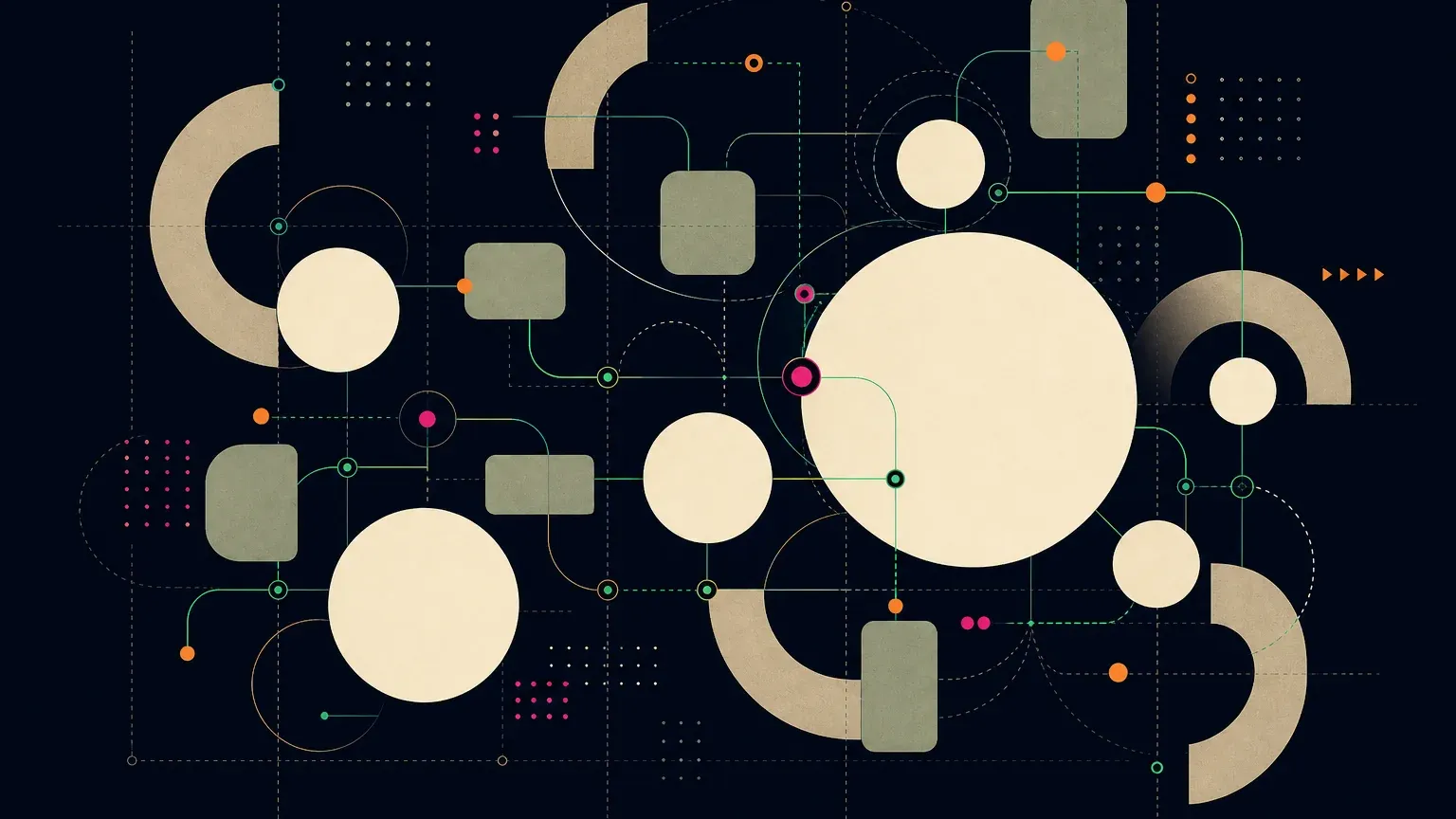 Bauhaus target and orbit clusters contrasting focused letter play with meaning clusters